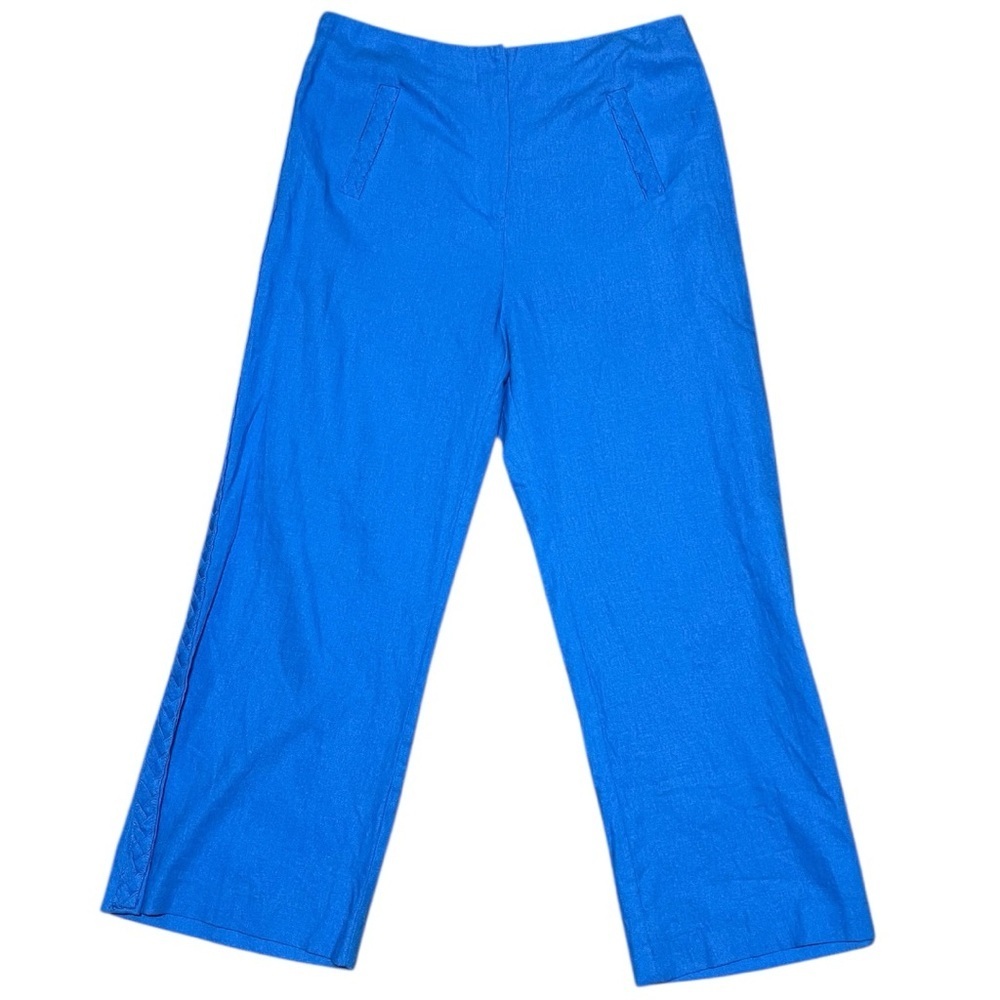 Jason Wu Linen Blend High Waist Wide Leg Pants Blue Women’s Size 6